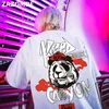 ZAZOMDE Hiphop tees shirt Panda print katoen korte mouw losse cool mannen t-shirt casual o-hals Zomer heren Punk t-shirt Mode 220621