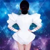 Portez du corps de costume de jazz de corps blanc pour femmes DJ danseuse sexy chanteuse de nuit hip hop diamant costumestage wearstage