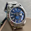 Designer ST9 Steel Mens Watches Blue GMT Automatic wristwatch Movement Small Dial Sapphire Calendar 42mm Watch Stainless Luxury Wr3031