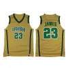 Koszykówka uniwersytecka nosi 23 James Irish High School Basketball Jersey Stitch Green White Gold Jersey Wspaniali koszula