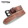 TOTOY Vintage Cowhide bands Adaptable Military Mountaineering PAM Leather Strap 20 22 24 26MM Men's Strap H220419