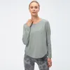 2024 Lu Lu Lemen Short Yoga Outdoor Align Kortärmad t-shirt Fitness Ladies Sports Running Sweat-Absorbing Quick-Torking Top