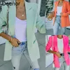 Deenor Summer One Button Female Jacket Full Sleeve Outwear Chic Loose Spring Ol Femme Suit Women Blazer 220811