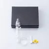 NC044 Hookah Smoking Pipes Gift Box 10mm 14mm Quartz Ceramic Nail Dish Clip Spill-proof Glass Bong Clear Dab Rig Bubbler Pipe 6 Models