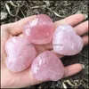 Arts And Crafts Arts Gifts Home Garden Natural Rose Quartz Heart Shaped Pink Crystal Carved Palm Love Healing Gemstone Lov Dhcoh