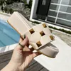 Designer Slide Woman Spike Stud Sandal Studs Slippers Summer Chunky Sole Slides Lady Home Spikes Sandals Black White Green Leather Flip Flops