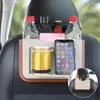 Caixa de armazenamento conveniente organizador de carros com suporte de bebidas de suporte de telefone 2 em 1 lata de lixo bolsa automotiva suspensa