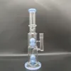 14.6 "Camadas Gêmeas Filtre Luz Azul Vidro de Vidro Tubulação de água Bong Hookah Tubos Bonga 18mm Bowl