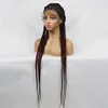 Braided Wigs 360 Lace Front Wig 36 Inch Long Synthetic With Baby Hair For Black Women Handmade 2022 New Style