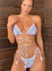 Zrtak Seksowne stroje kąpielowe Kobiety bikini String Spirming Suit for Women Kaint Suit Micro Folds Hight Cut Lace Bikinis Set 220531