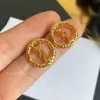 فاخر y Gold Condring Women Letter Studs زوجين من الفولاذ المقاوم للصدأ هدايا جديدة