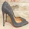 Mode femmes sandales paillettes strass bout pointu talon aiguille décapant talons hauts bal soirée chaussures pompes grande taille 44