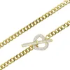 Drop ship 5mm Cuban Link Chain necklace Micro Paved Clear Cz Heart Clasp Gold Color Plated Fashion Women Choker Chain Necklaces