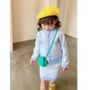 New Girls Knitting Kids Set Winter Long Sleeves Princess Top and Skirt Birthday Designed Uniform Fall Party Cloth