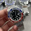 Relógios de fábrica limpa relógios masculinos 3186 ou 3285 Dois movimentos 40 mm de cerâmica vermelha e azul Batman canhoto C1239S
