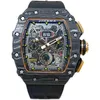 Montres Montre-Bracelet Designer De Luxe Hommes Mécanique Montre Richa Milles Montre-Bracelet Diable En Fibre De Carbone Hommes Baril De Vin Transparent Même Mecha