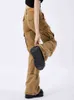 Khaki Cargo Jeans damens Summer New American Retro Design splating luźne talia cienkie proste dżins