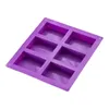 3D -silikonform Pudding Candy Molds 6 Cavity Square Mögel levererar Craft Soap Mold Decorating Handgjorda ljusform