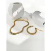 Ketten Peri'sbox Minimalistische Goldfarbe Edelstahl Klobige Halskette Für Frauen Hip Hop Breite Fischgrätenkette Schmuck GroßhandelKetten