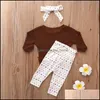 Kleding sets kinderen meisjes outfits kinderen topsandheart slangen patroon print en hoofdband 3 stcs/set veer autum mxhome dhsjh