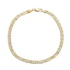 Anklets 4mm Mariner Link Chain Gold Color Anklet 9 10 11 بوصة سوار الكاحل الكوبي للنساء الرجال مقاوم للماء Kirk22