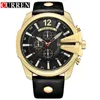 Curren 8176 Hommes Montres Top Marque De Luxe Or Homme Montre De Mode Bracelet En Cuir En Plein Air Casual Sport Montre-Bracelet Avec Grand Cadran 220530