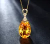 Black Angel Luxury Mermaid 18K Gold Citrine Gemstone Pendant Necklace for Women Fashion Jewelry Christmas Gift 220722