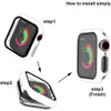 360 Full Body Hard Watch Cases Screen Tempered Glass PC bumper Case for Apple Watch Series 1 2 3 4 5 6 7 SE iWatch 45mm 41mm 44mm 40mm 42mm 38mm Protection Cover