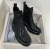 Elegante Wintermarke Beaubourg Stiefeletten Schwarzes Kalbsleder Comabt Boot Gummi Lug Sole Lady Booty Berühmte Martin Booties Party Hochzeit EU35-41