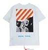 T-shirts de pólo masculino High Version Off Monroe Stripe Print de manga curta White Trendy Student Street Hip Hop Style OW