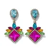 Dangle lustre clair strass boucles d'oreilles pour femmes coloré cristal pierre géoemtrique élégance fête bijoux cadeau accessoires