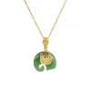 Chaînes En Acier Inoxydable 316L Jade Éléphant Haute Qualité Pendentif Collier Femme Mode Élégant Bijoux Accessoires Cadeau Pour MomChains Godl22