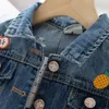 Jaquetas jaqueta de jeans de desenho animado para meninas outono mola bebê meninas unicórnio bordado jaqueta jeans 210 anos 220826