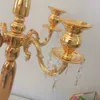 decorazione Oro 5 teste Supporto per fiori in cristallo Candelabri Portacandele Centrotavola per matrimoni Portacandele con pendenti imake117