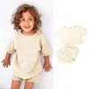 2022 bébé filles vêtements ensembles été à manches courtes solide coton T-shirt haut et Shorts costume survêtements 2 pièces garçons vêtements ensembles