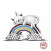 925 Gümüş Fit Pandora Charm 925 Bilezik Kolye Hayvan Baykuşu UNLOW Unicorn Tavuk Takımları Set Kolye Diy İnce Boncuk Takı