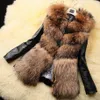 Mulheres Winter Warm Faux Fur Jackets Coat de retalhos PU Jackets de couro para fêmeas T220716