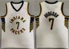 Mann Basketball Malcolm Brogdon Trikot 7 Domantas Sabonis 11 Reggie Miller 31 Vintage Retro Marineblau Weiß Gelb Streifen Teamfarbe Alle