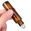 5ml 10ml 15ml Amber Frosted Glass Roll On Bottles Refillable Empty Essential Oil Roller Bottle with Stainless Steel Roller Balls