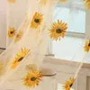 カーテンドレープロマンチックな太陽の花のチュール印刷半透明の通気性バルコニーリビングルームスクリーンホームデコレーション