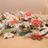Weihnachtsdekorationen 3 Stück Auto Holzanhänger Weihnachtsbaum hängende Ornamente DIY Holzhandwerk Kinder Geschenk Noel für ZuhauseWeihnachten