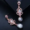 Luxury designer earring S925 Sterling Silver Post Charm Pearl Earrings AAA Cubic Zirconia Copper Jewelry Rose Gold Earrings For Women Girls Valentines Day Gift