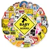 50Pcs Baby on Board Stickers Warning Signs Cute Stroller Sticker Graffiti Kids Toy Skateboard Car Motorcycle Bicycle Sticker Decals