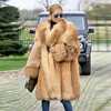 Femmes Faux Fourrure 90cm Long Vrai Rouge Manteau Épais Chaud Hiver Luxe Pardessus Femmes Véritable Manteaux De Peau Entière Avec ColFemmes FemmesFemmes