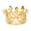 Bakeware Birthday cake decoration Mini Crown Princess Topper Crystal Pearl Tiara Children Hair Ornaments for Wedding Party Cake Decorating Tools