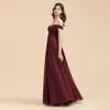 2022 Summer Burgundy Sukienki Burgundy Sukienki Burgundii Nowoczesne ramiona długie szyfonowe boho Maid of Honor suknie na zamówienie 50 kolorów BM3003 0702