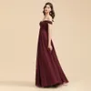 2022 été bohème bordeaux robes de demoiselle d'honneur moderne une ligne hors épaules longue en mousseline de soie Boho demoiselle d'honneur robes sur mesure 50 couleurs BM3003 0702