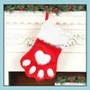 Kerstdecoraties Feestelijke feestbenodigdheden Home Garden Dog Cat Paw Kous Kerstmas Santa Claus Gift Storage Socks Christ Dhik9