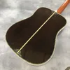 Guitarra acústica de dedo negro con incrustaciones de abulón de la serie D45 de 12 cuerdas