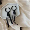 Dingle ljuskronorörhängen smycken koreanska kvinnor temperament svart kristall kontrakterade långt band droppleverans 2021 nph7u